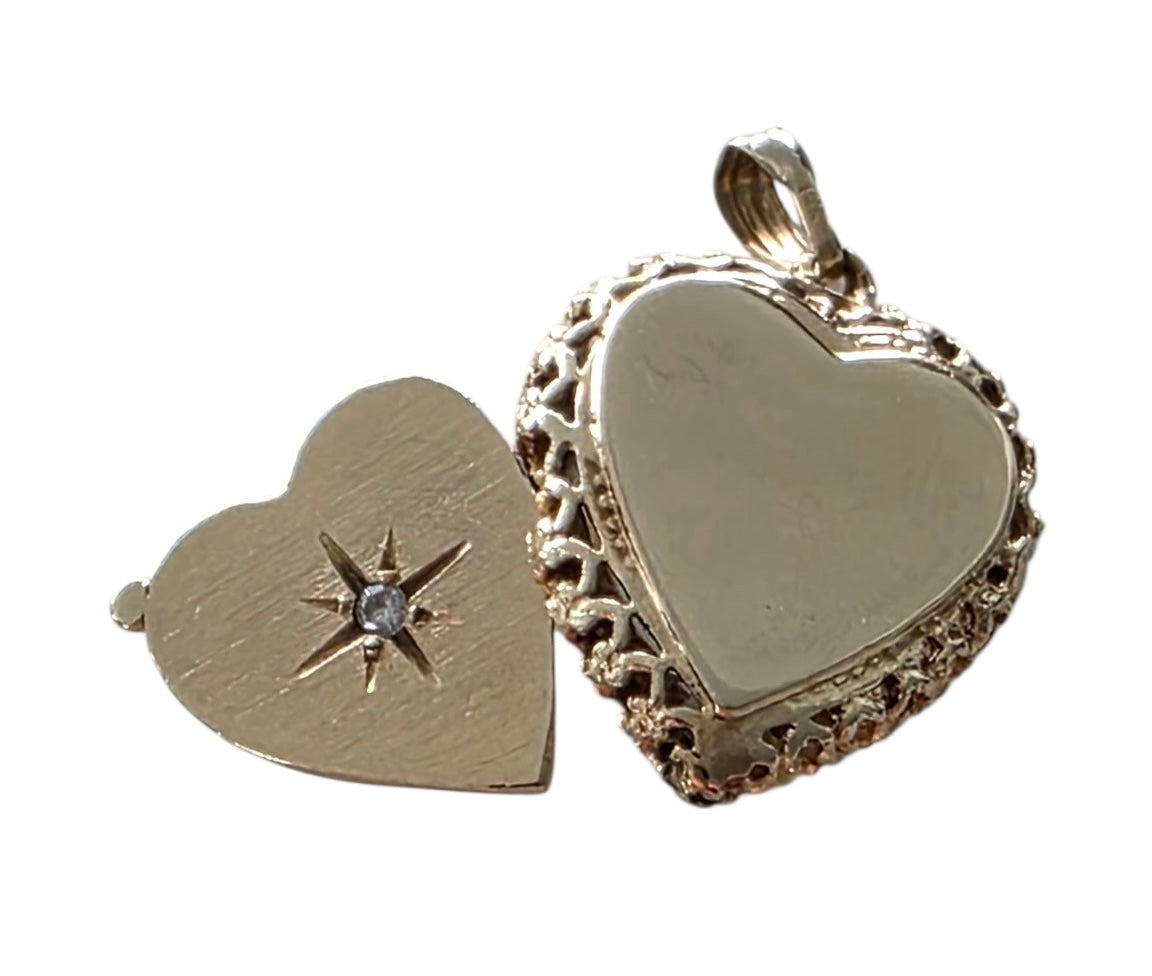 Vintage 14KT Gold Heart Locket Charm