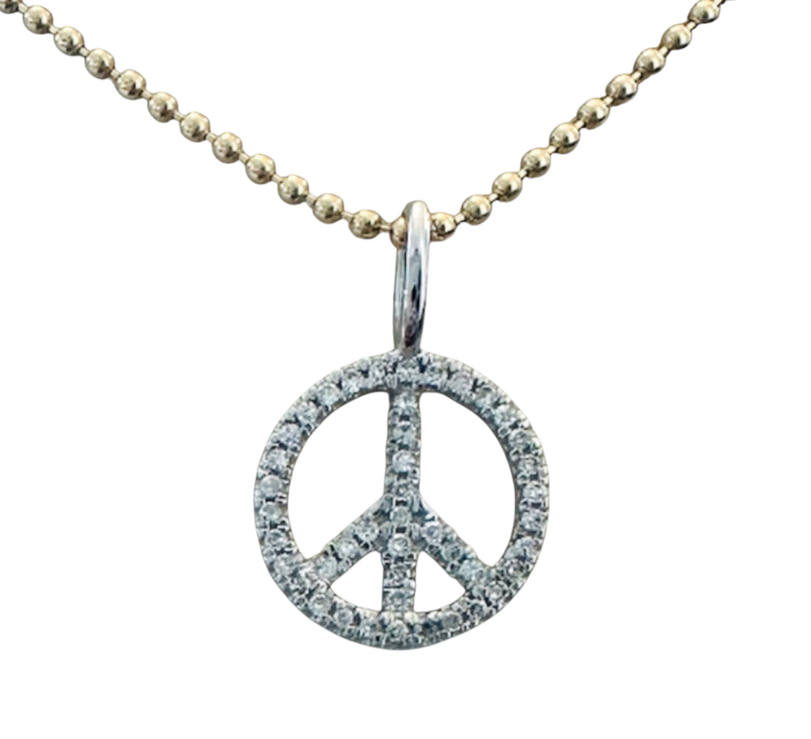 S.Row Designs 14KT Gold & Diamond Peace Sign Charm.