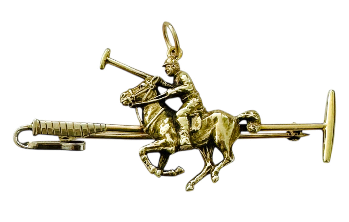 14KT Gold Vintage Polo Pin Charm