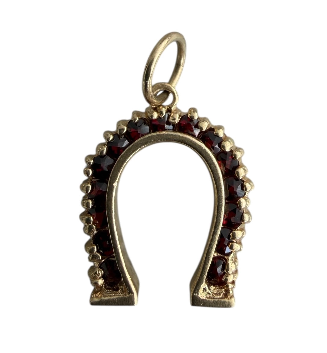 Vintage 14KT Gold Ruby Horseshoe Charm