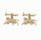 Vintage 14K Gold Diamond Horse Cufflinks