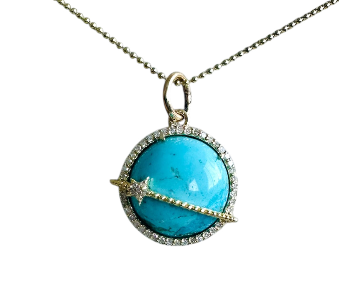 S.Row Designs Turquoise & Diamond Globe Charm