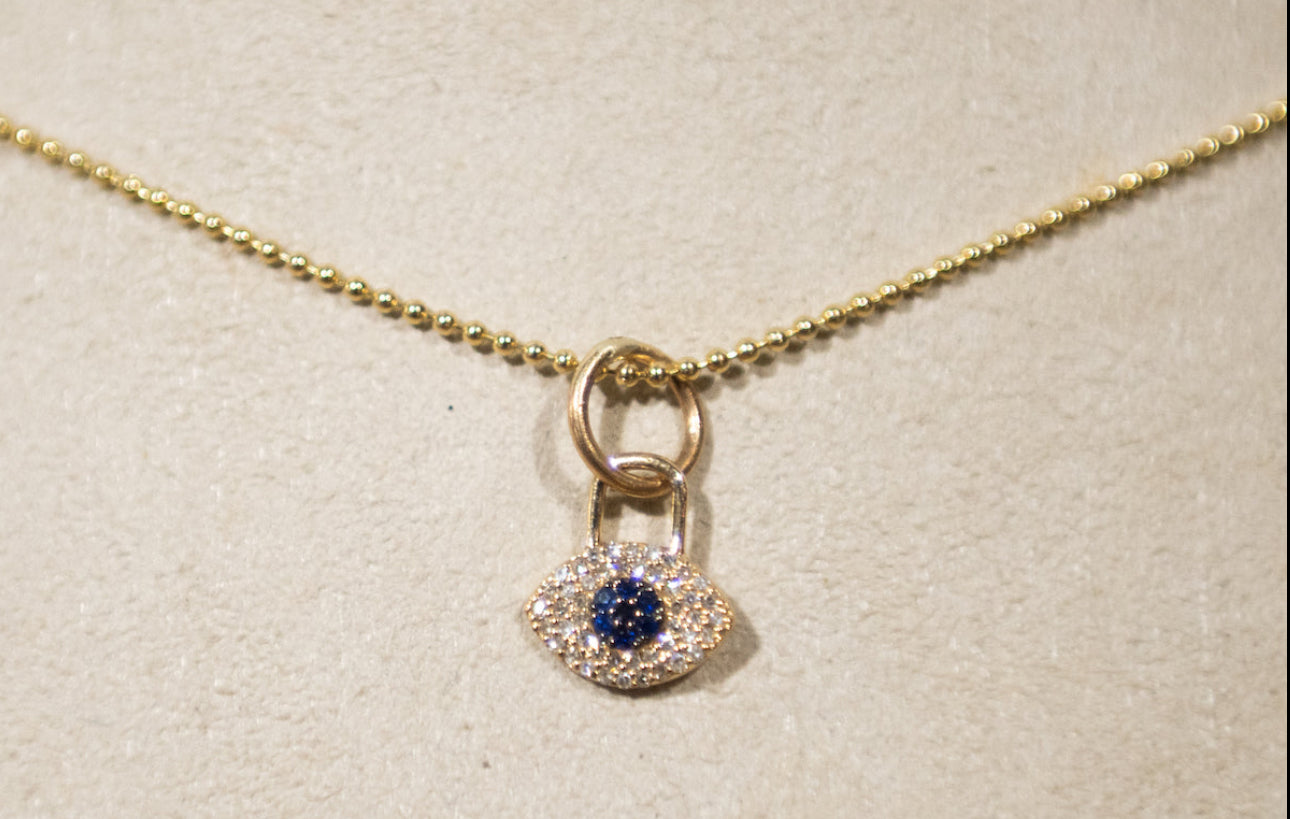 S. Row Designs Gold Diamond & Sapphire Evil Eye Charm