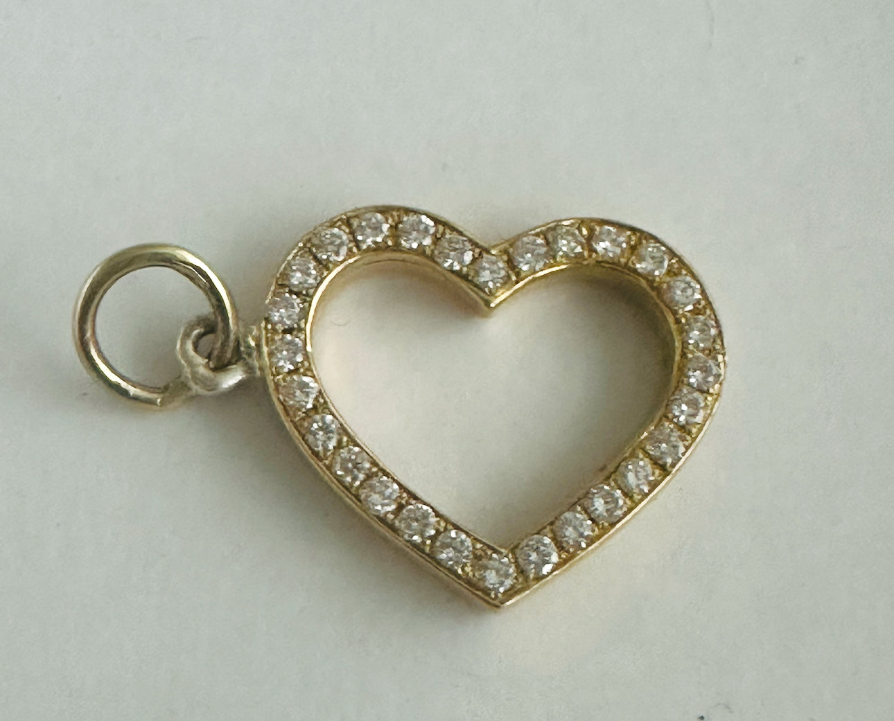S.Row Designs Vintage 14KT Gold & Diamond Open Heart Charm