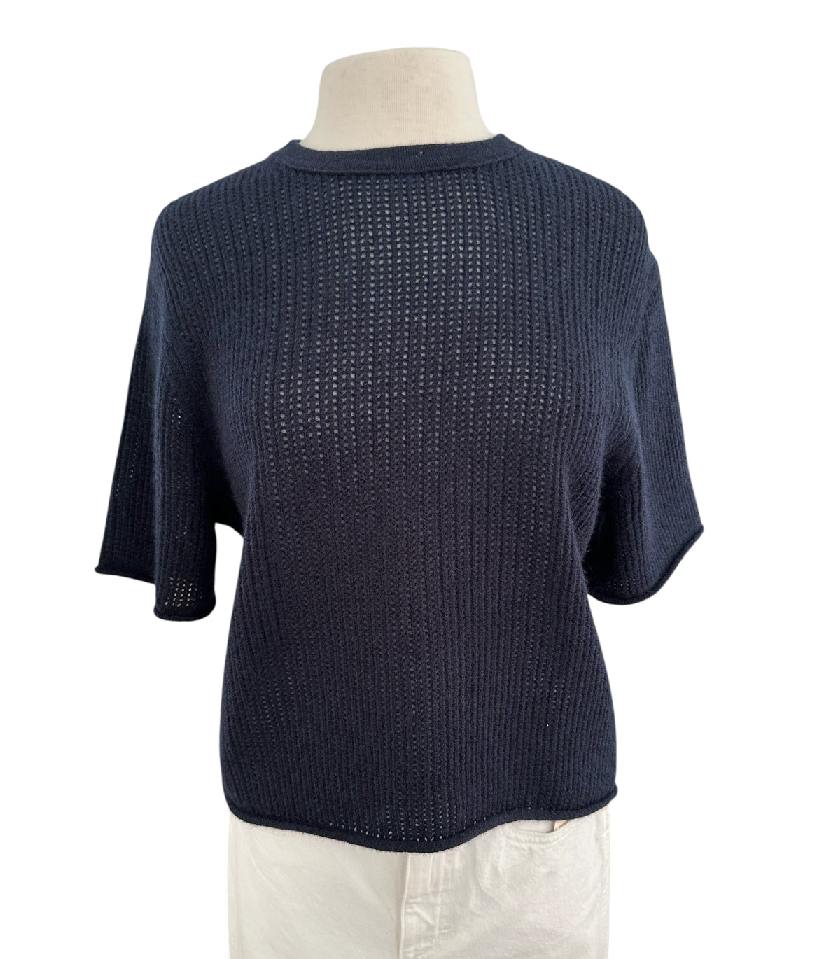 White + Warren Cashmere Waffle Mesh Tee