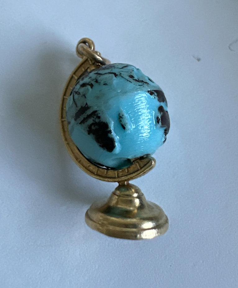 S.Row Designs 14KT Turquoise Gold & Diamond Globe Pendant.