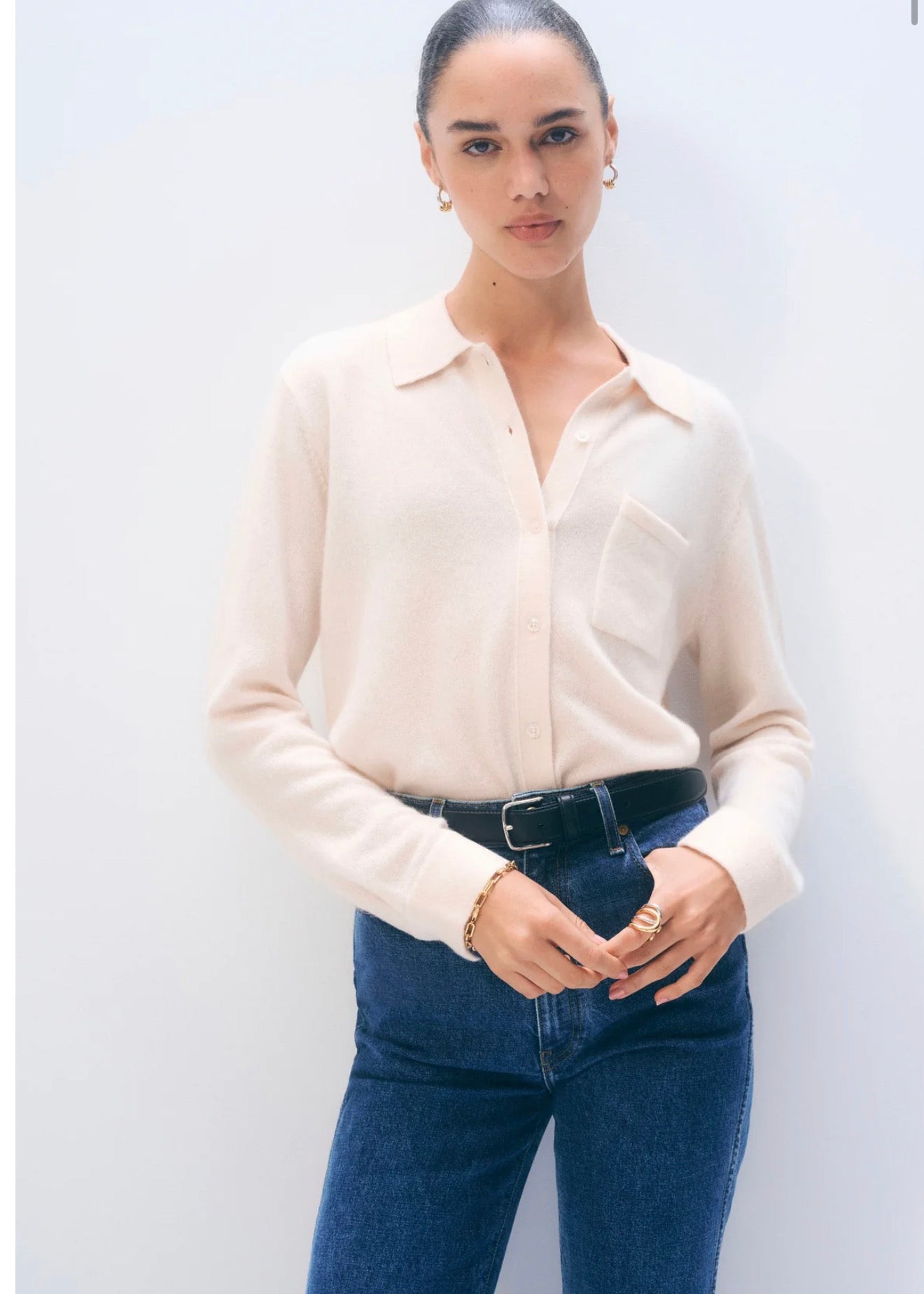 White + Warren Cashmere Button Down Shirt