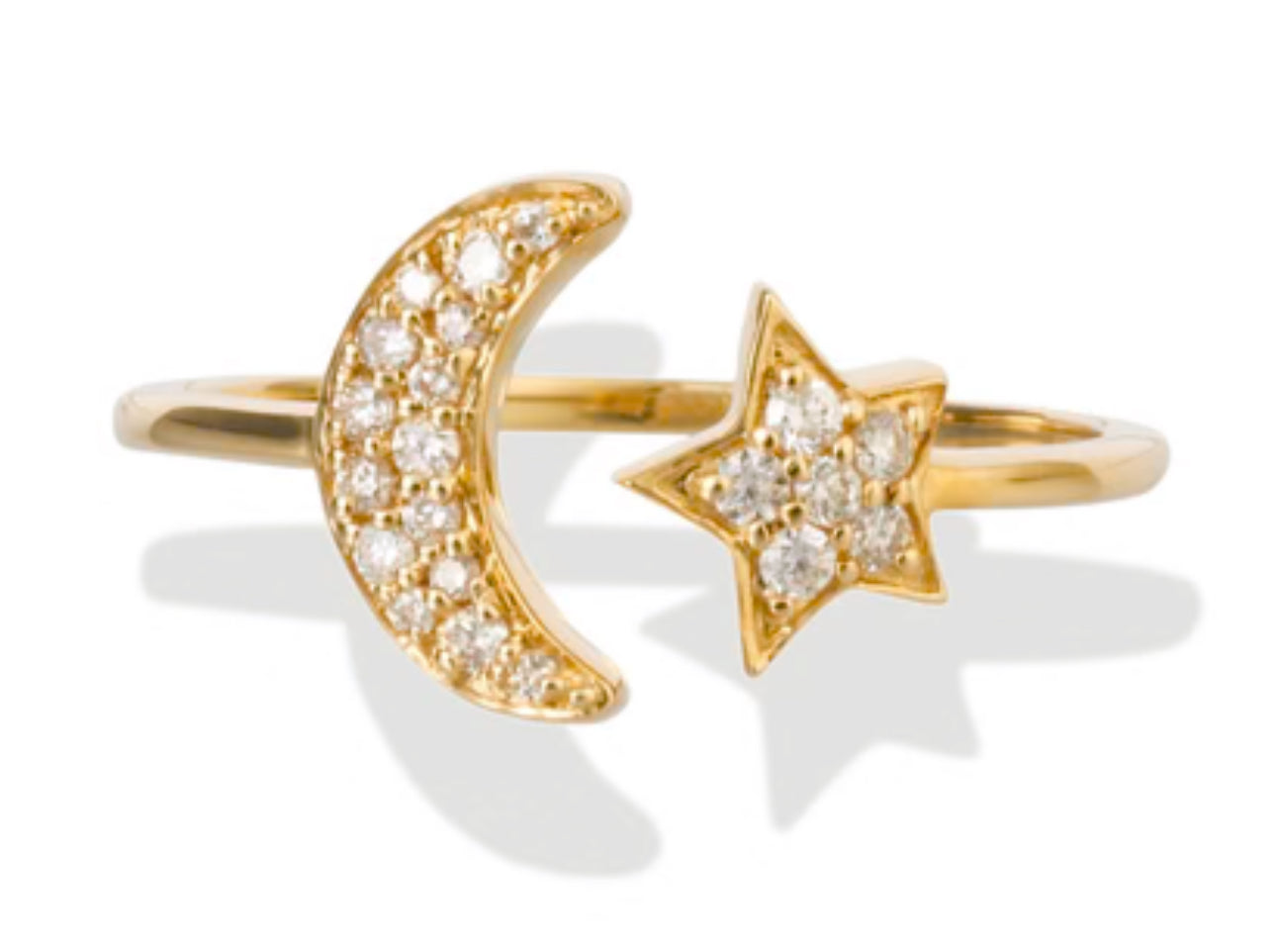 S.Row Designs 14KT Gold & Diamond Moon and Star Ring