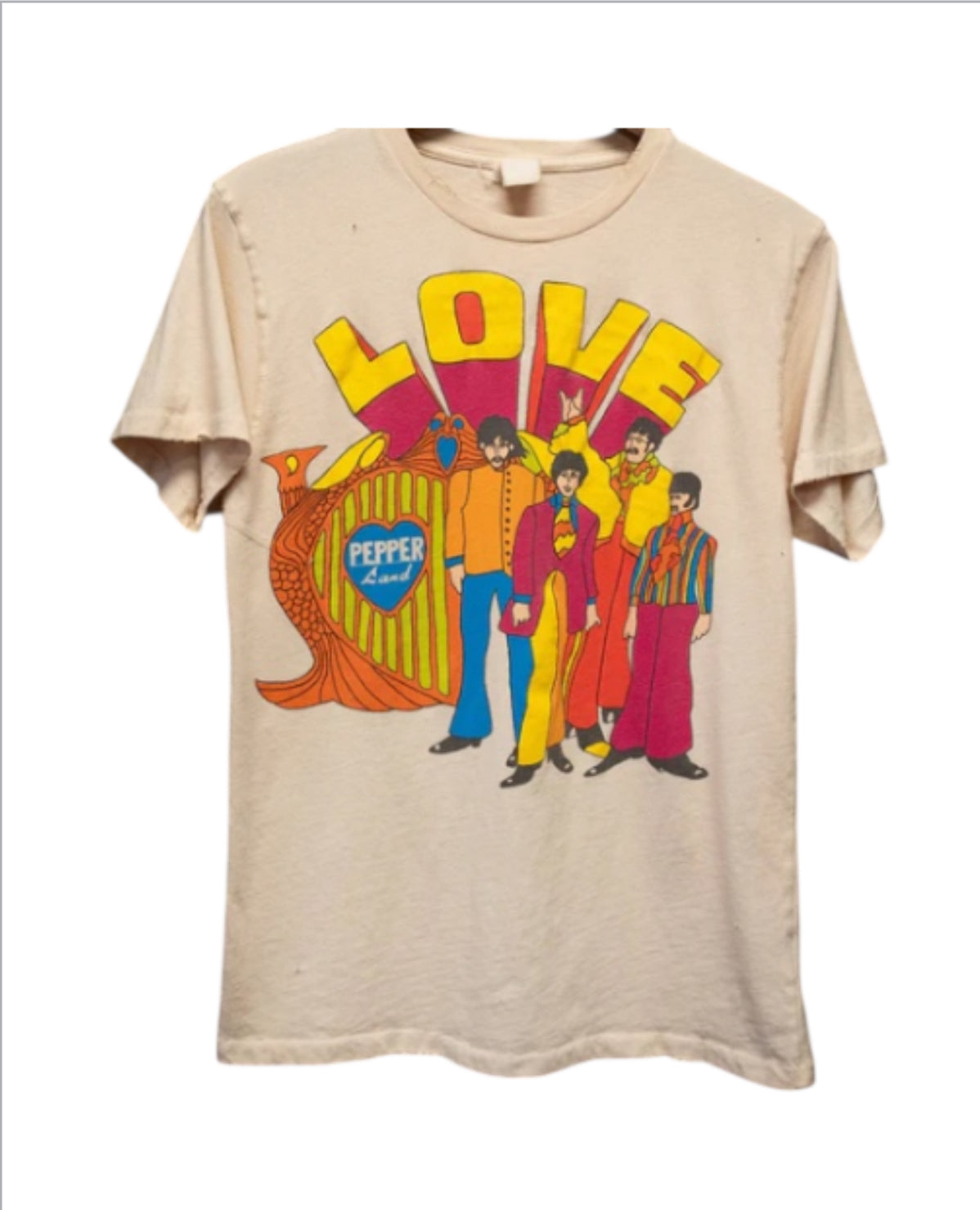 MadeWorn Beatles Crew Tee in Tea Stained