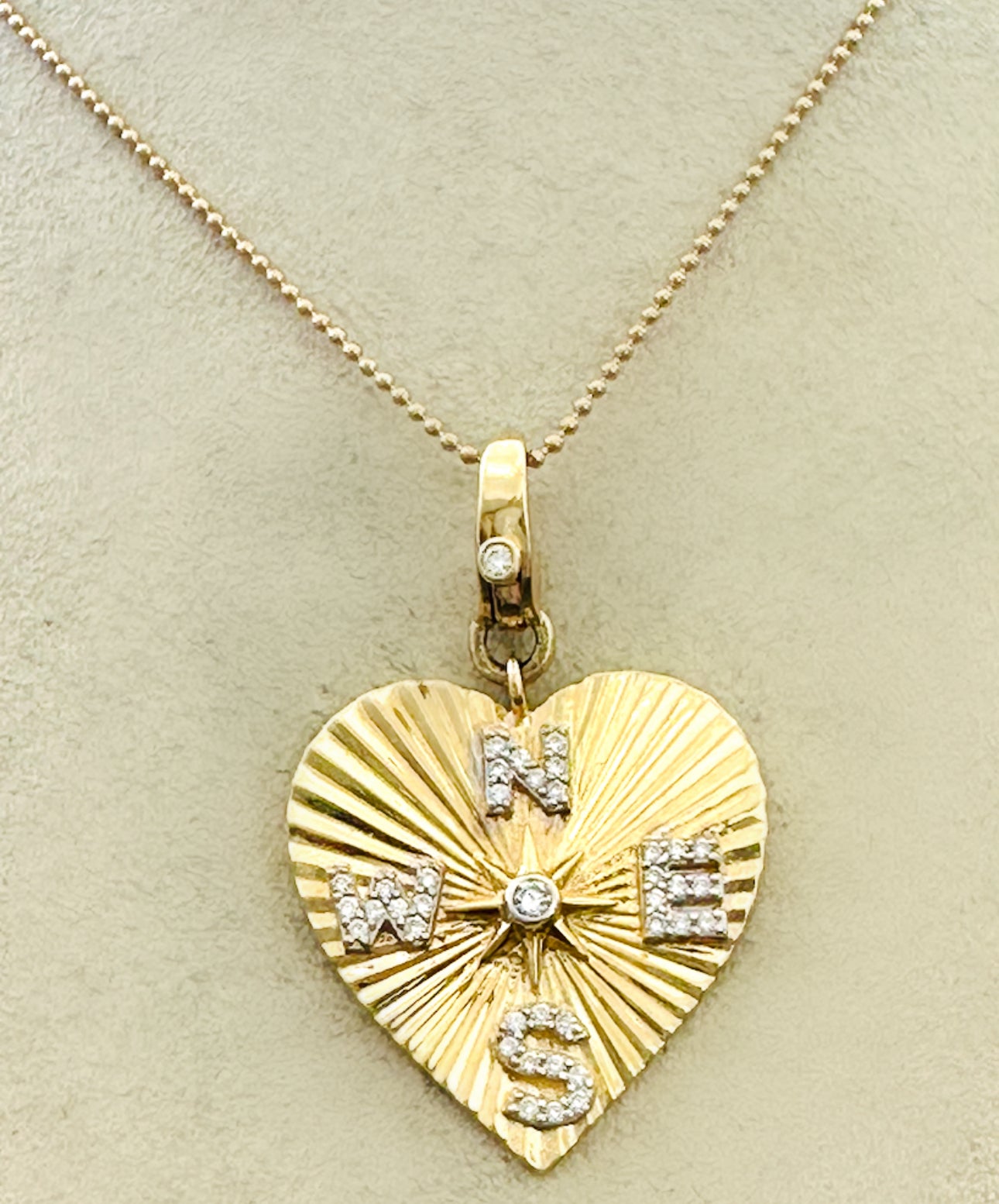 S.Row Designs Compass Fluted Heart Charm