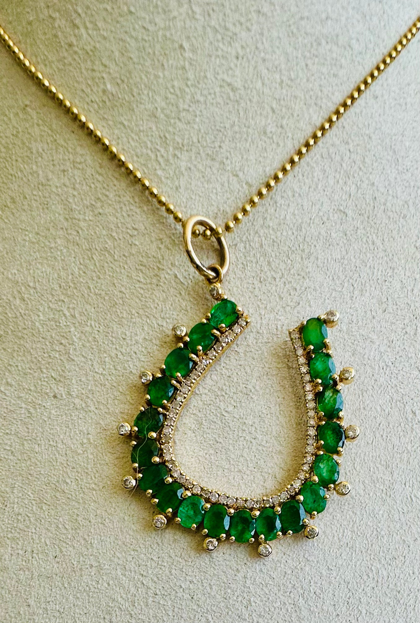 S.Row Designs Emerald Horseshoe Charm