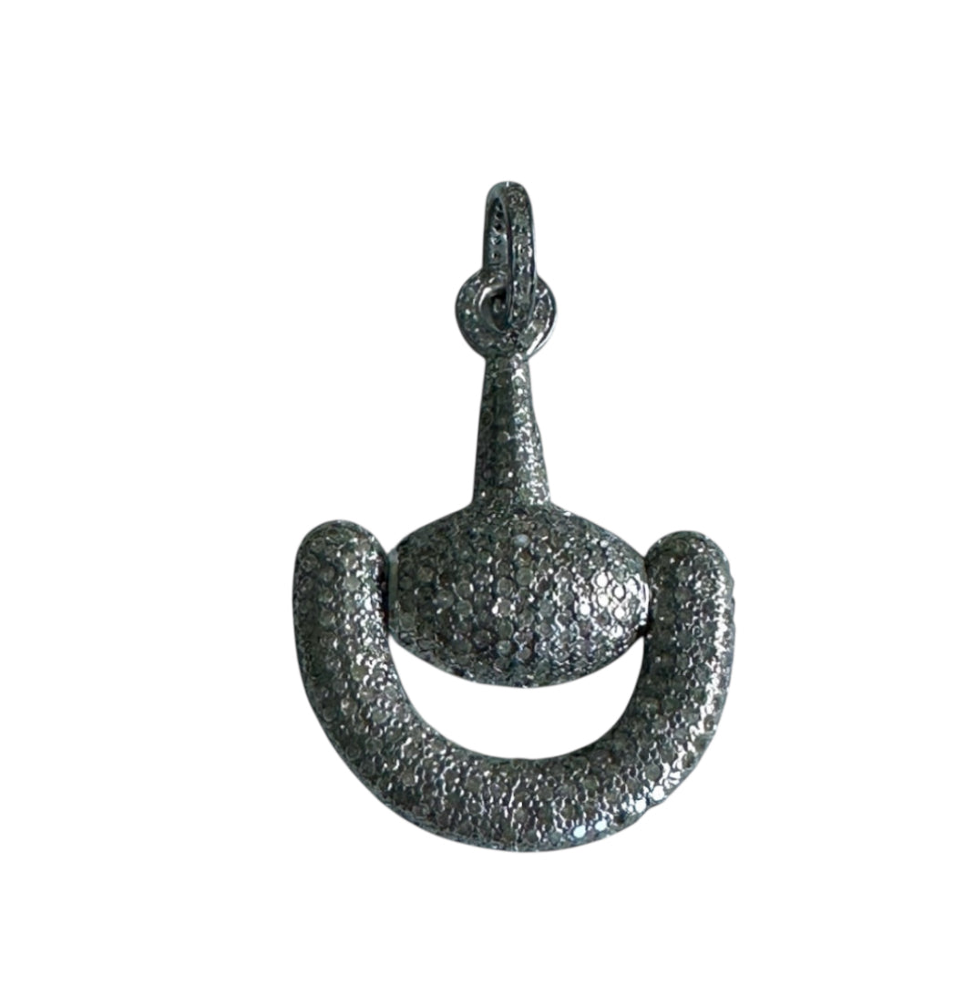 S.Row Designs Silver Pave & Diamond Horse Bit Pendant