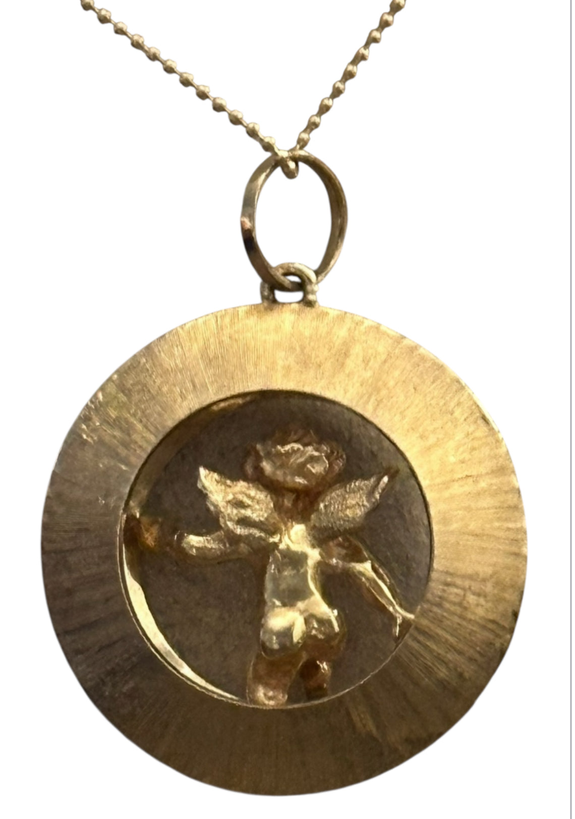 14KT Gold Vintage Angel Charm with Sapphires