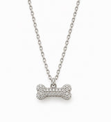 14K White Gold Diamond Dog Bone Necklace – 16”