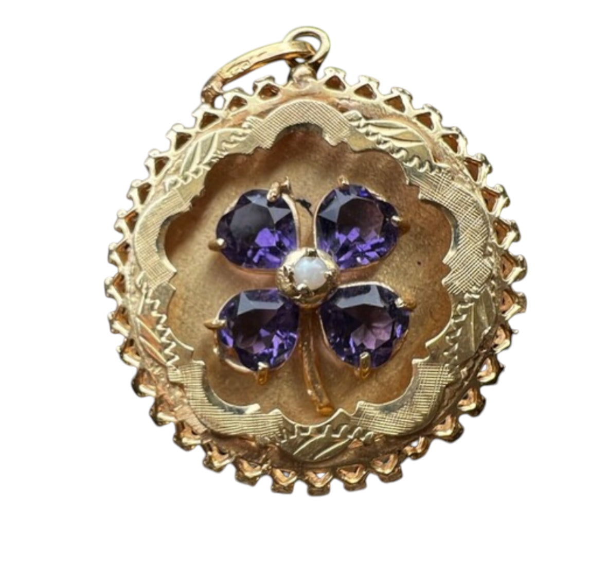 S.Row Designs Amethyst, Pearl 14KT Gold Charm
