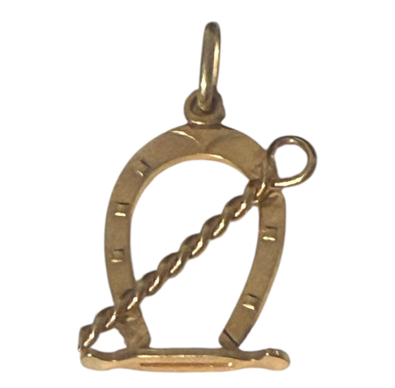 Vintage 18KT Gold Crop & Stirrup Charm