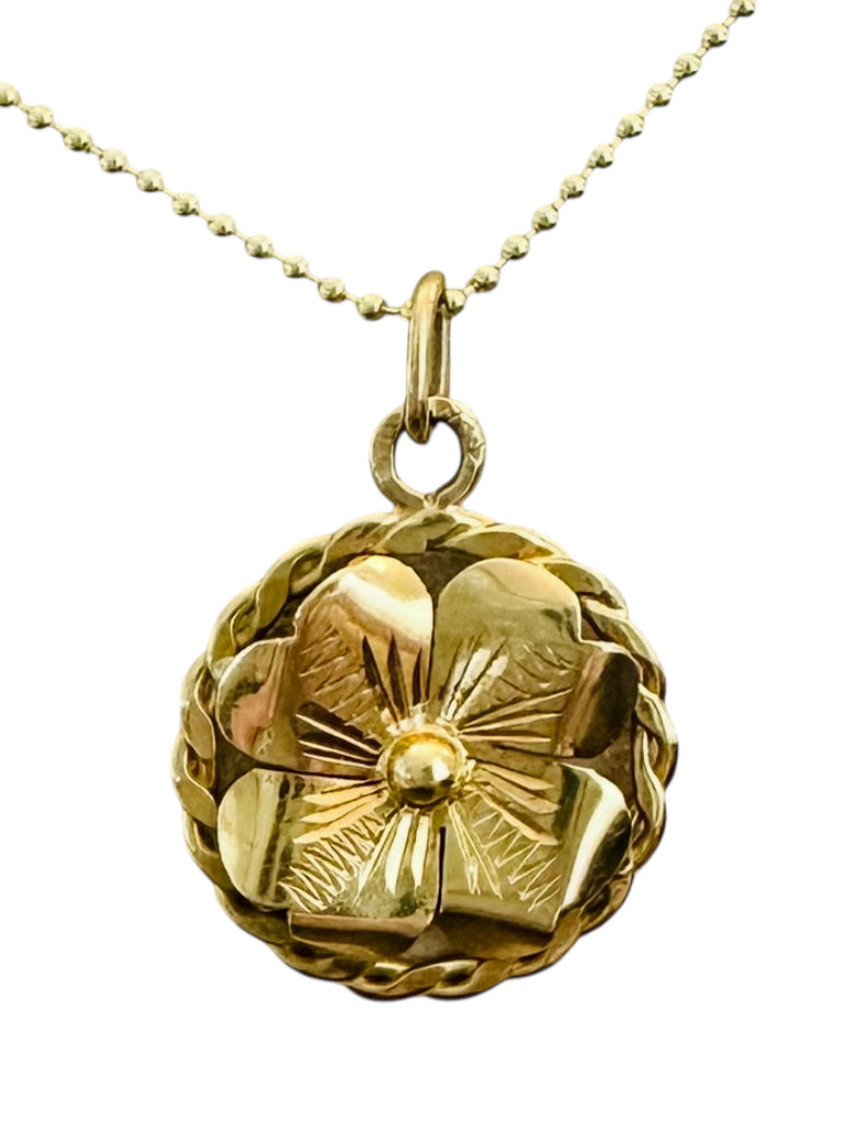 14KT Gold Vintage Clover Charm
