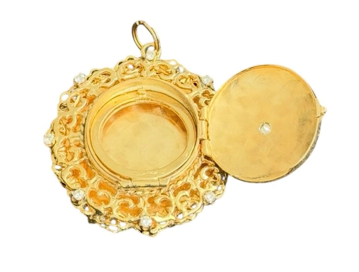 Vintage 14KT Gold & Diamond Locket Charm