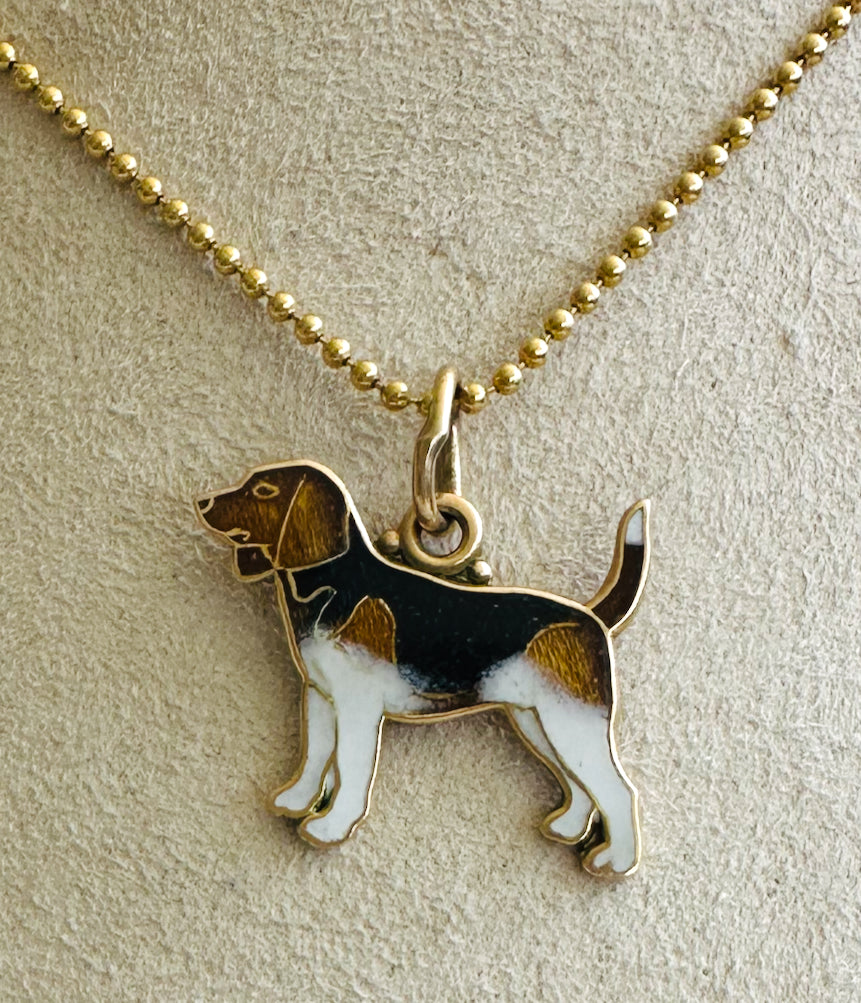 Vintage 14KT gold beagle charm