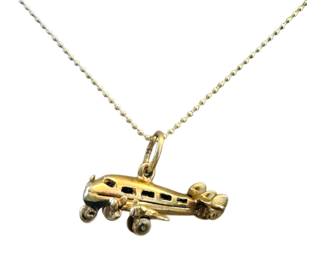 14KT Gold Vintage Airplane Charm