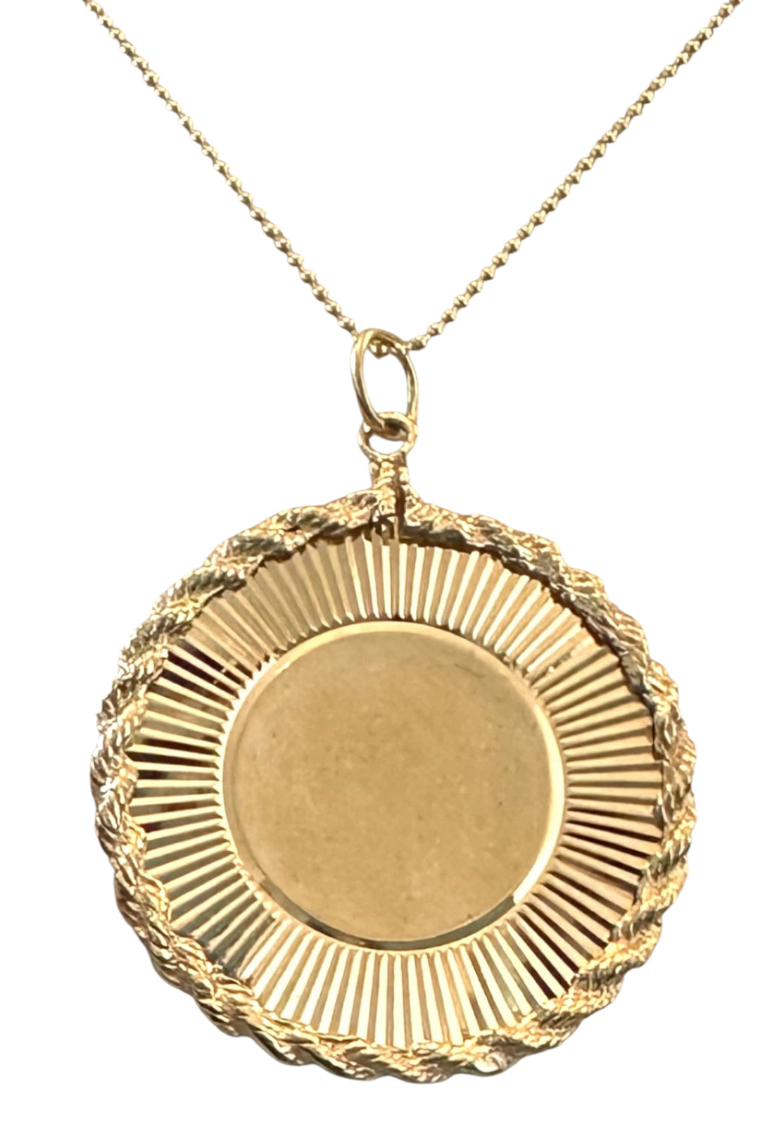 14KT Gold Vintage Engine Turned Disc Charm
