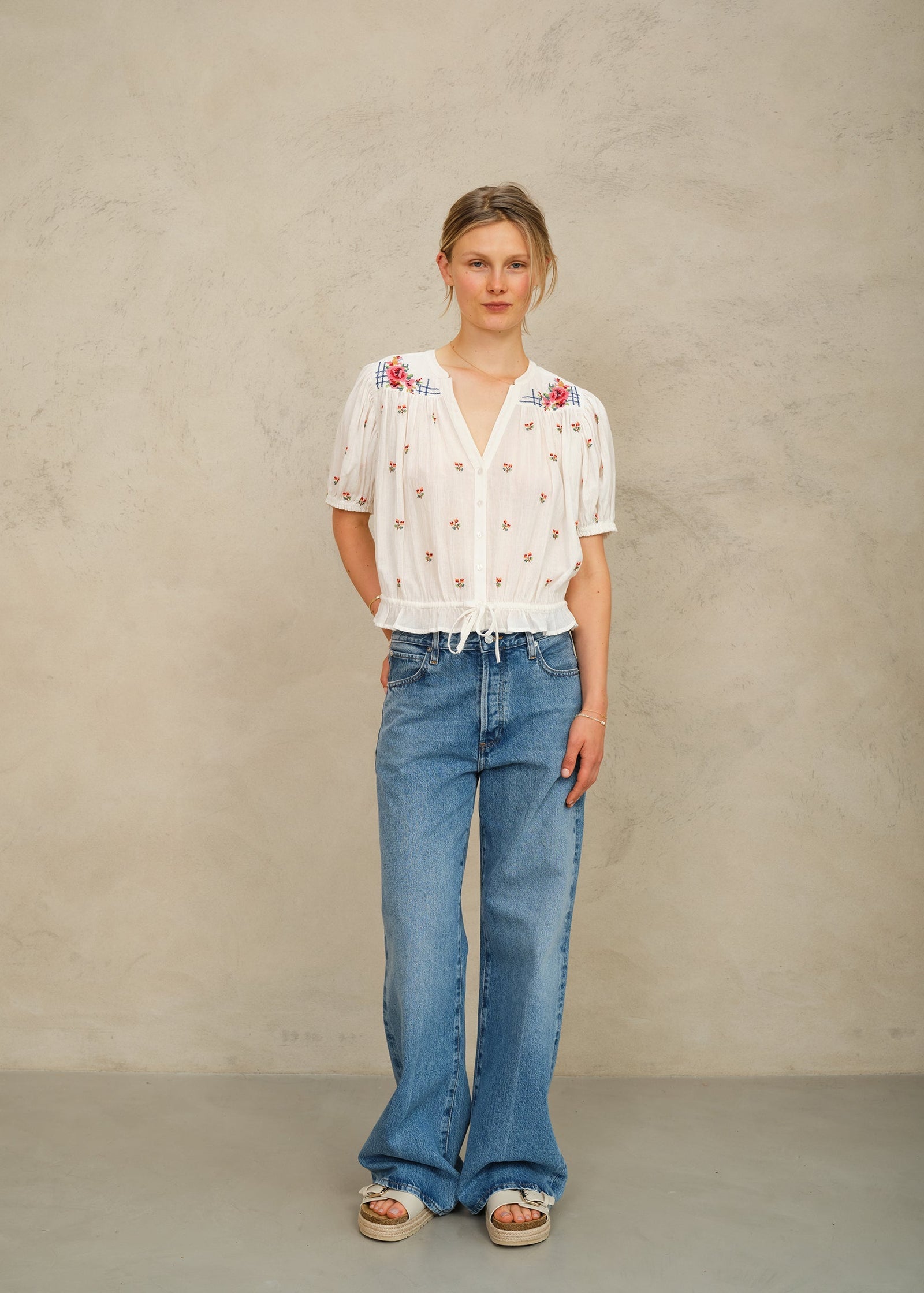 M.A.B.E. Harlie Embroidered S/S Top