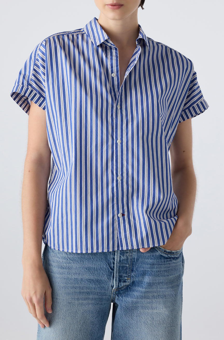 AMO Gael Shirt in Sapphire/White