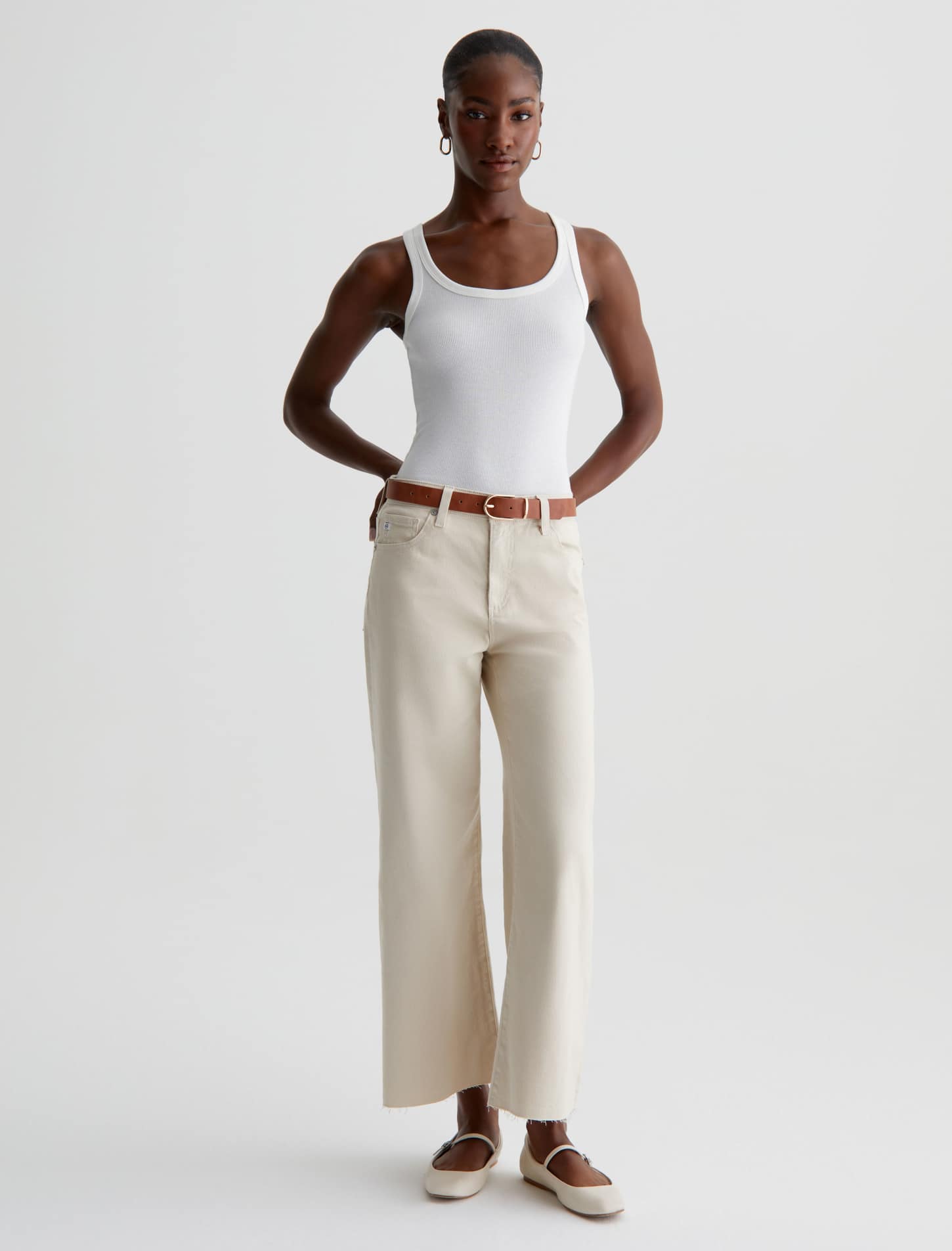 AG Saige Wide Leg Crop Jean in Opal Stone