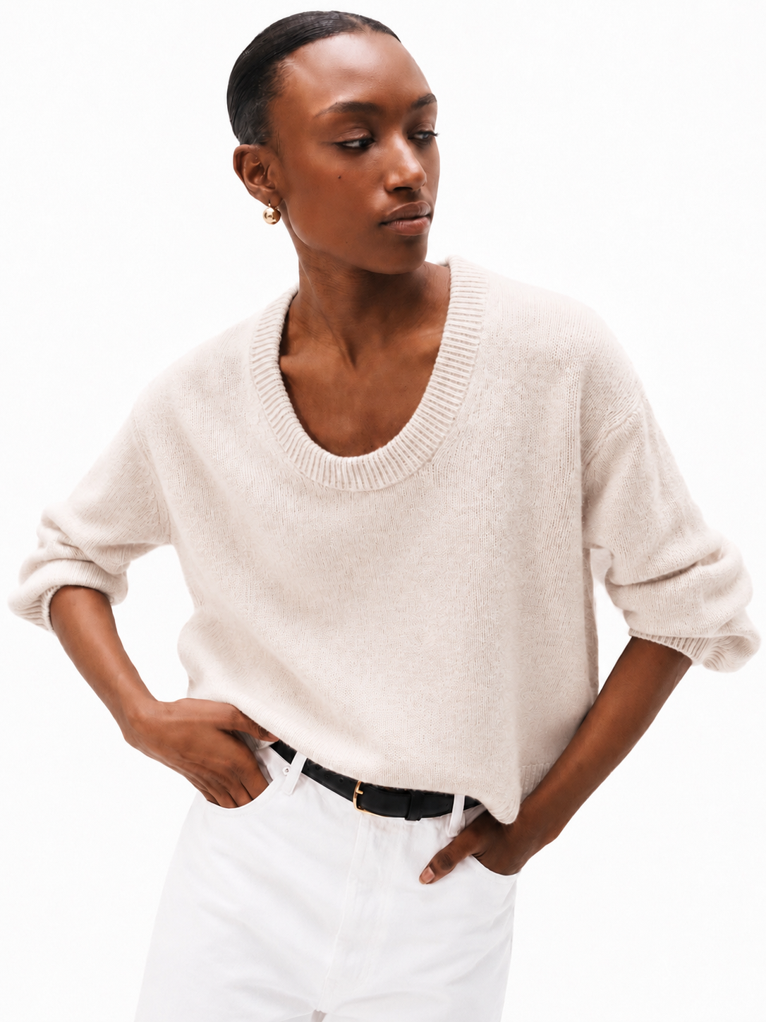 White + Warren Featherweight Cashmere Scoop Tee