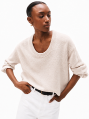 White + Warren Featherweight Cashmere Scoop Tee