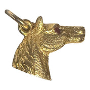 Vintage 14KT Gold & Diamond Horse Charm with Ruby Eyes