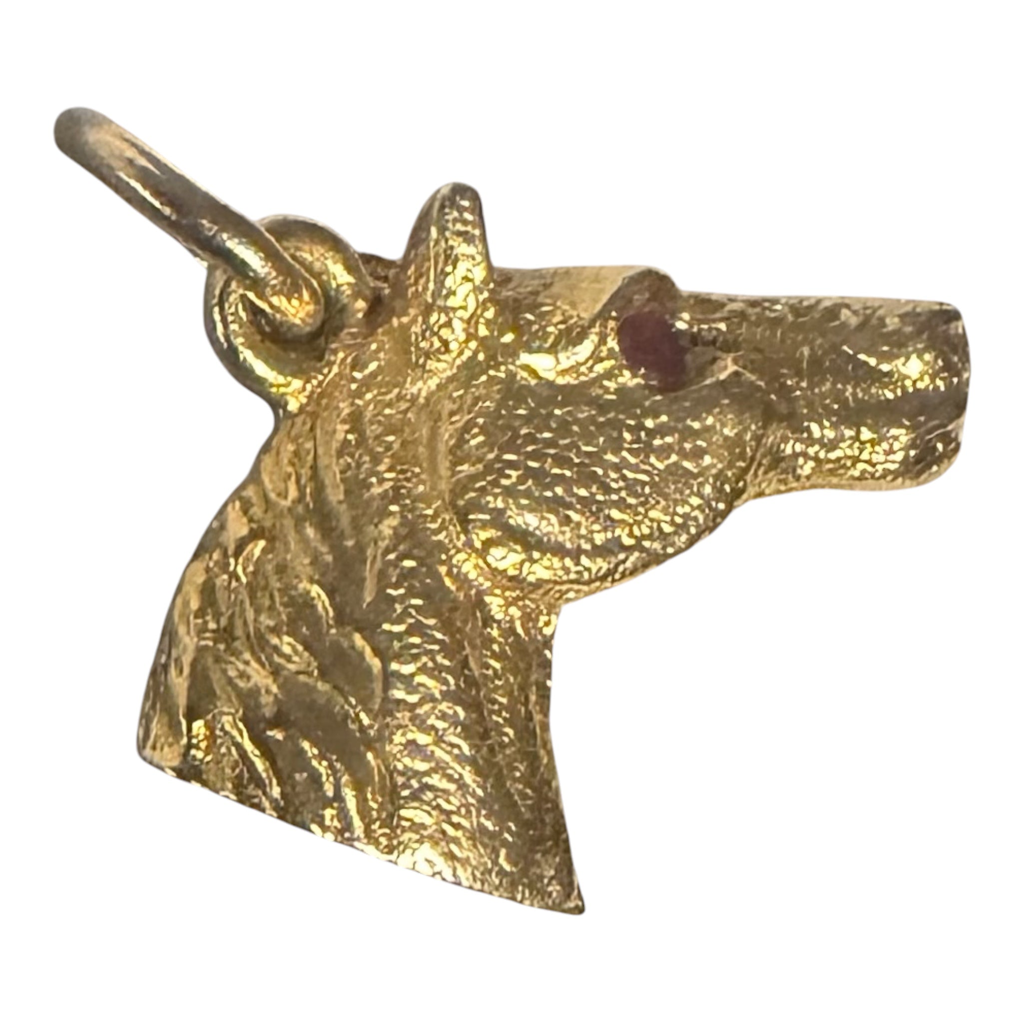 Vintage 14KT Gold & Diamond Horse Charm with Ruby Eyes
