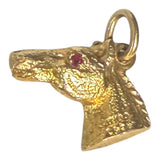 Vintage 14KT Gold & Diamond Horse Charm with Ruby Eyes