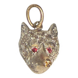 Vintage 14KT Gold & Diamond Fox Charm with Ruby Eyes