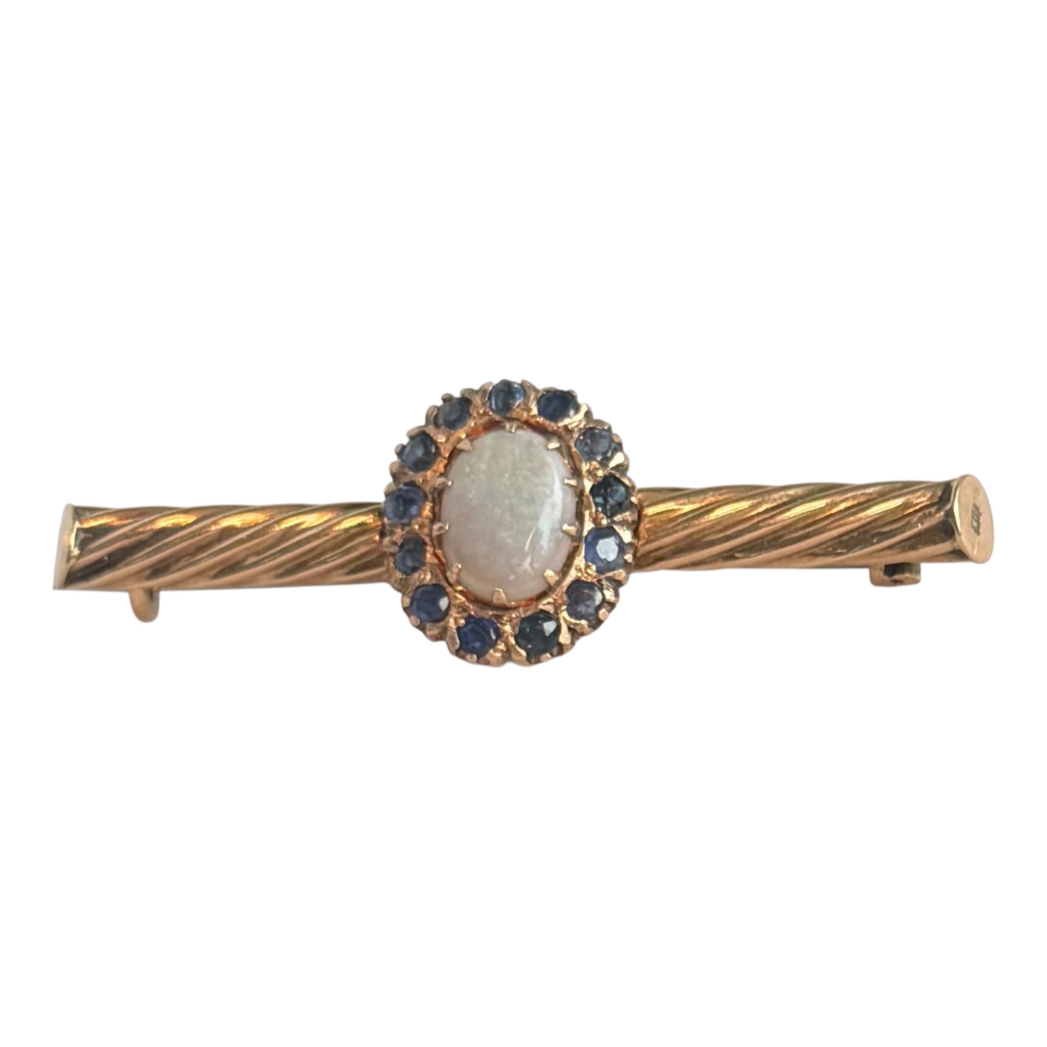 Vintage 14KT Opal & Sapphire Pin