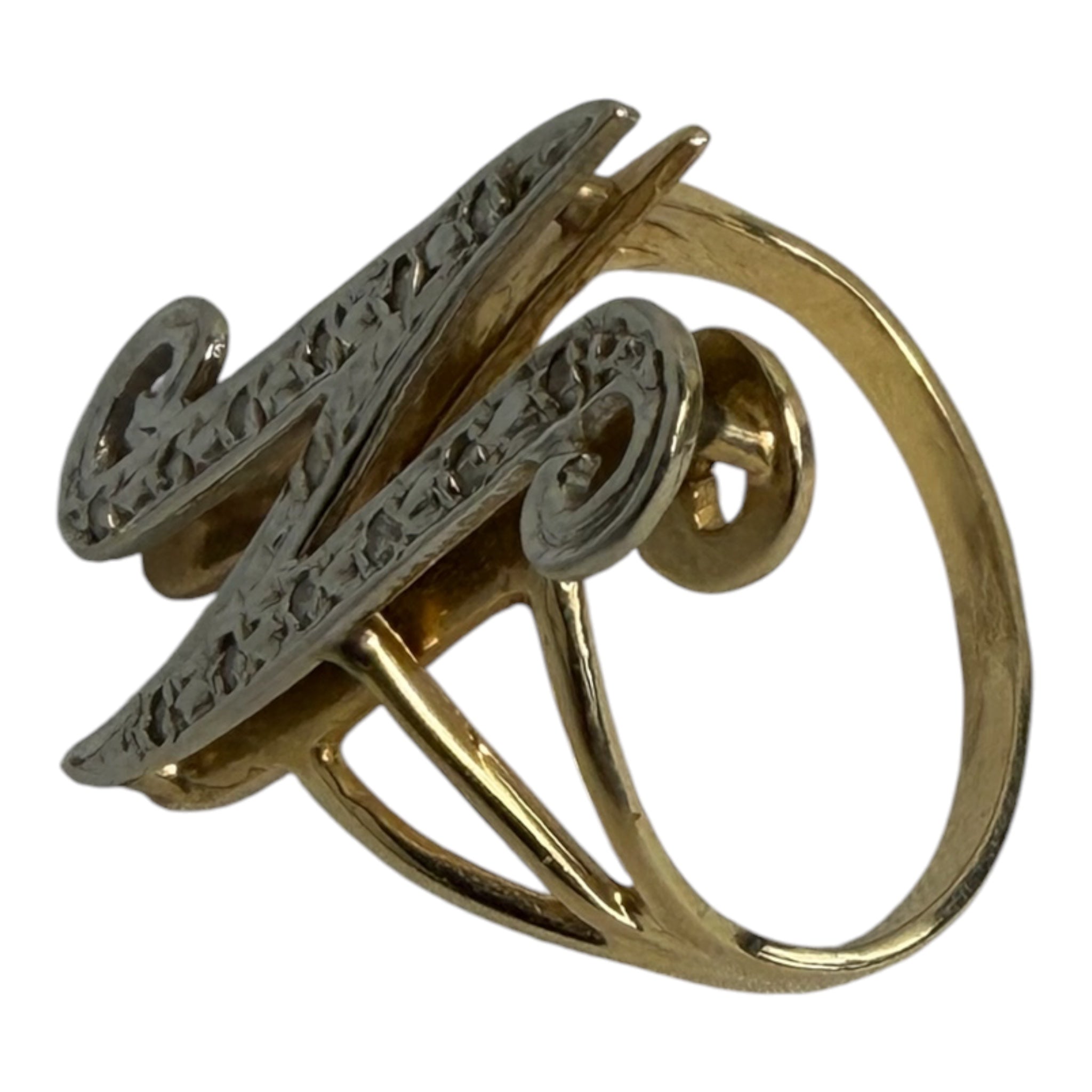 Vintage 14KT Gold & Diamond N Initial Ring