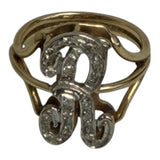 Vintage 14KT Gold & Diamond R Ring