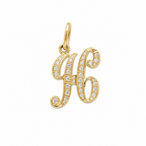 Vintage 14KT Gold Diamond Script “H” Initial Charm