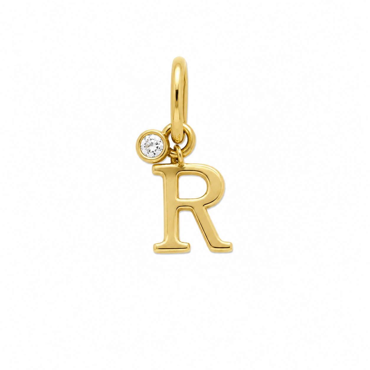 14KT Gold Diamond Accent Initial “R” Charm
