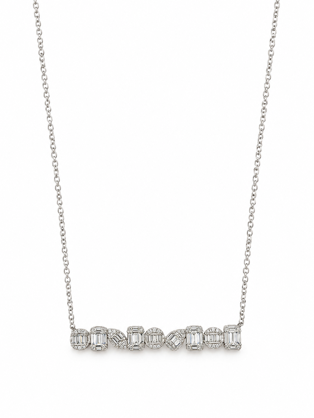 Mixed-Cut Diamond Bar Necklace