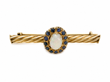 Vintage 14KT Gold Opal & Sapphire Bar Pin