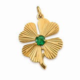 Vintage 14KT Gold Emerald Clover Charm