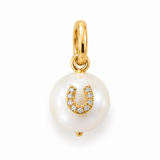 14kt Gold Pearl & Diamond Horseshoe Charm