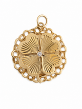 Vintage 14KT Gold Diamond Four-Leaf Clover Charm