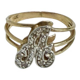Vintage 14K Gold Diamond Script “A” Monogram Ring