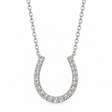 14K White Gold Diamond Horseshoe Necklace