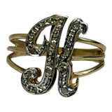 Vintage 14K Gold Diamond Script “K” Monogram Ring