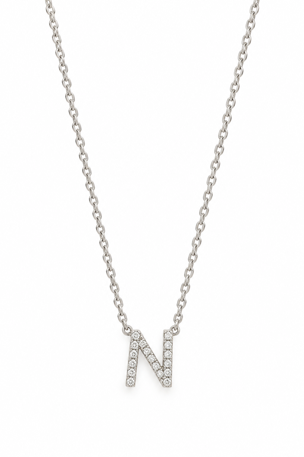 14kt White Gold Diamond Initial N Necklace