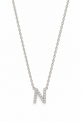 14kt White Gold Diamond Initial N Necklace