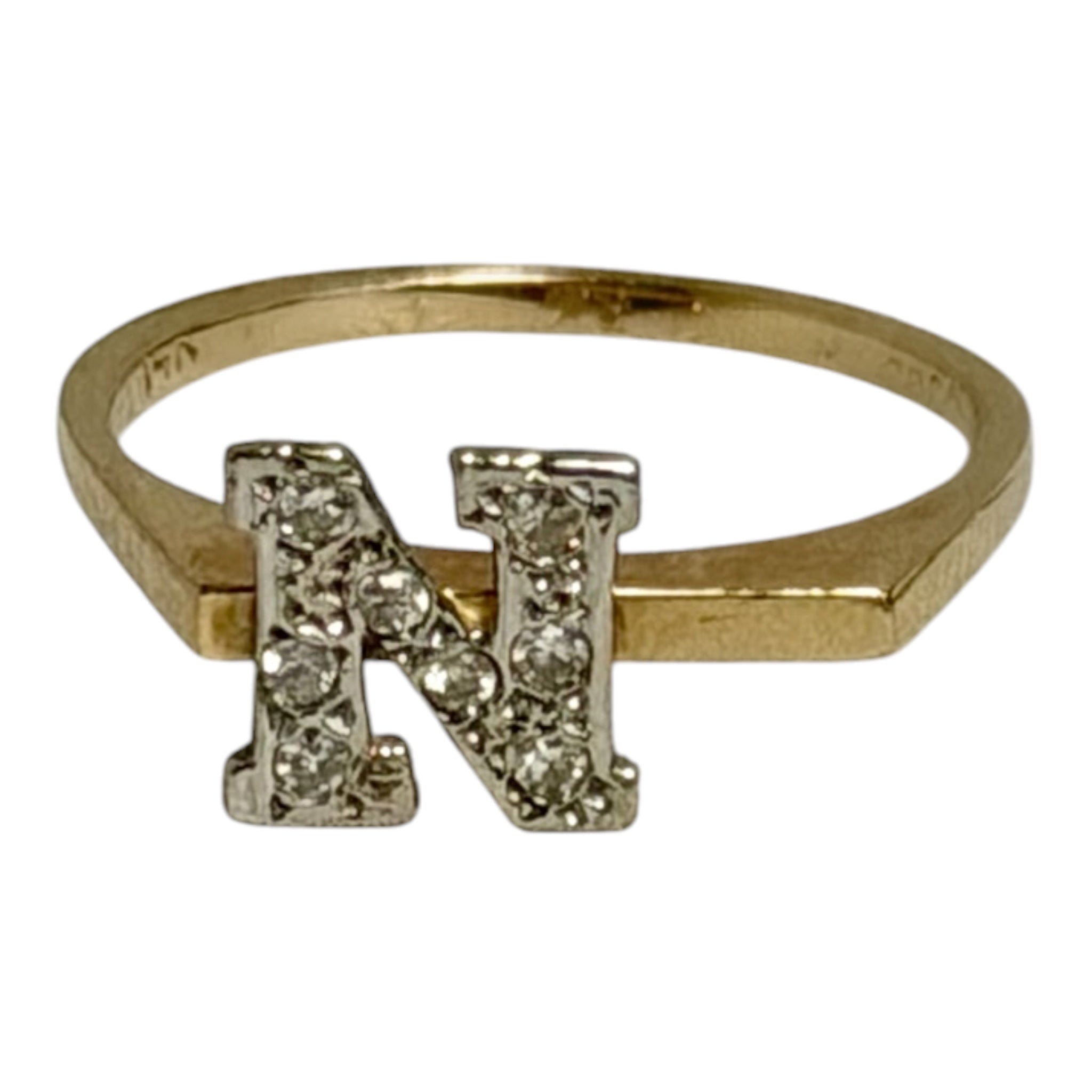 14KT Yellow & White Gold Diamond Initial “N” Ring